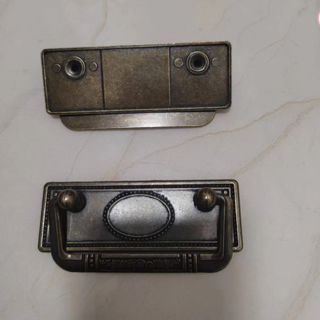 European retro style Flat drop ring handle antique brass drawer cabinet pull knob bronze kitchen cabinet dresser door pull 64mm
