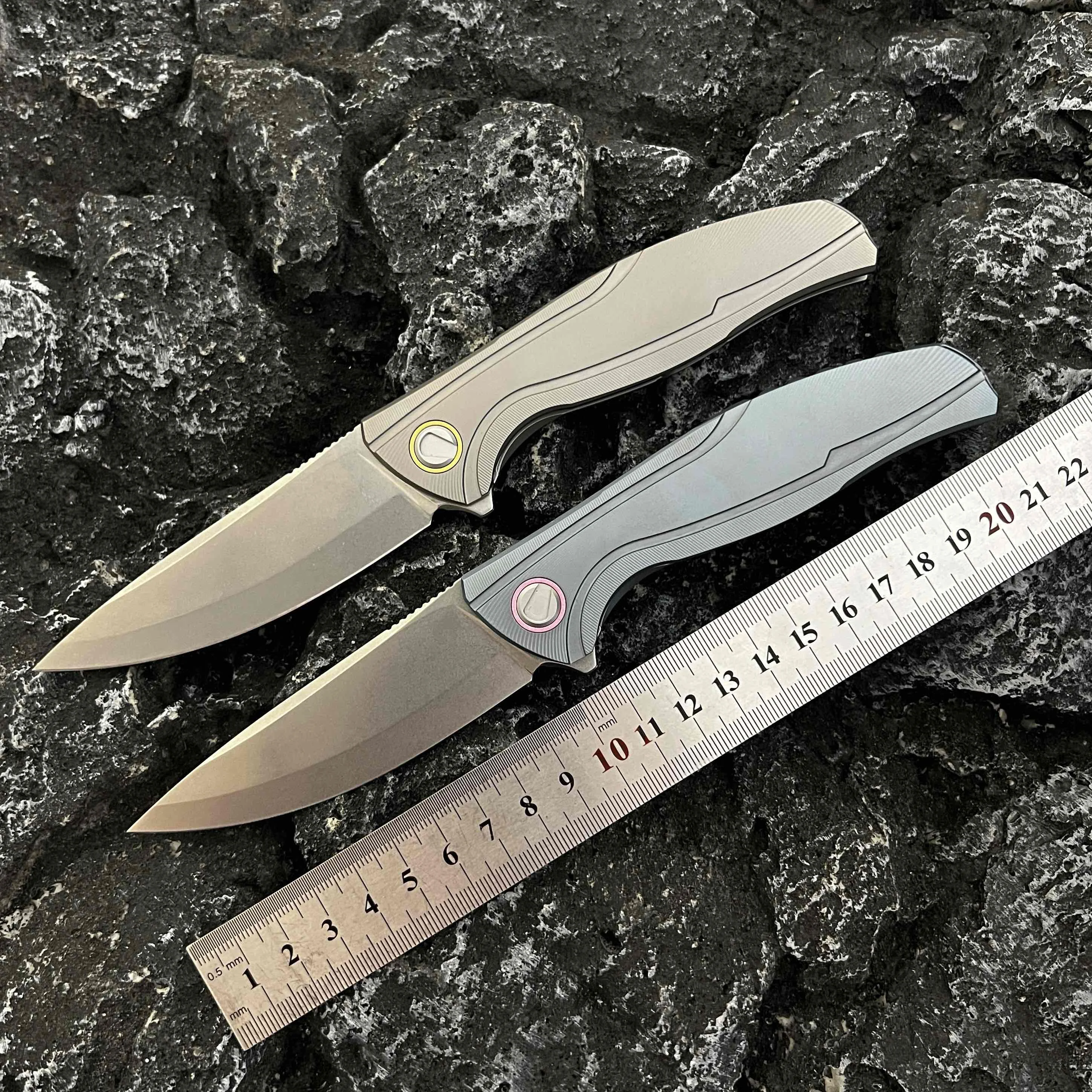 

M390 steel blade TC4 titanium alloy handle, outdoor camping folding tactical knife, field hunting EDC self-defense tool