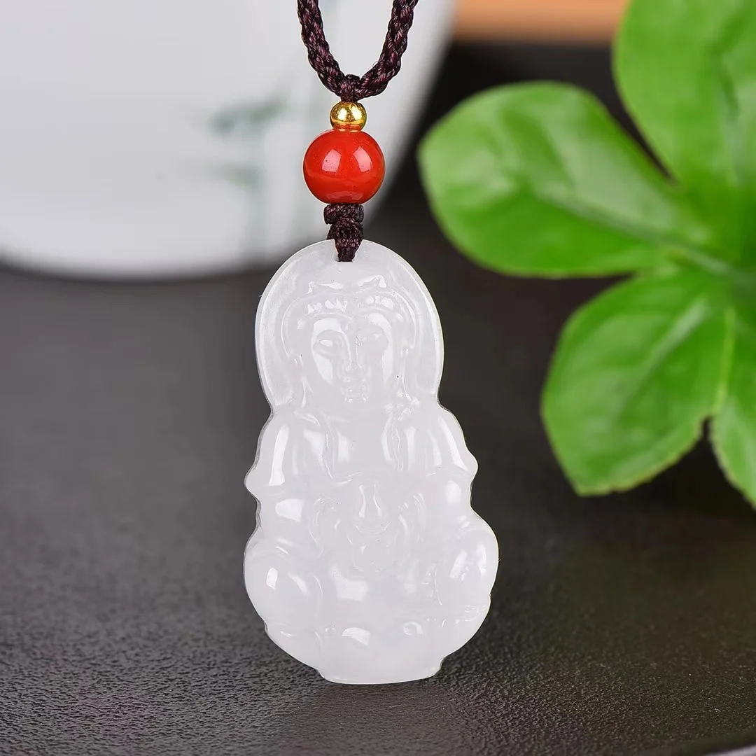 Exquisite Jinsi Jade Auspicious Guanyin Pendant Jewelry 20011-2#