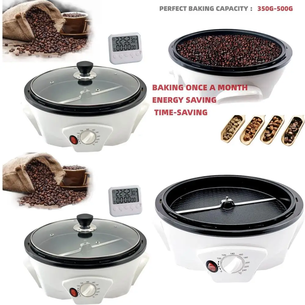 

Electric Coffee Bean Roaster - 500g Capacity, 0-240℃ Temperature Control, Non-Stick Surface, Ideal for Home and Cafe Use, 110V