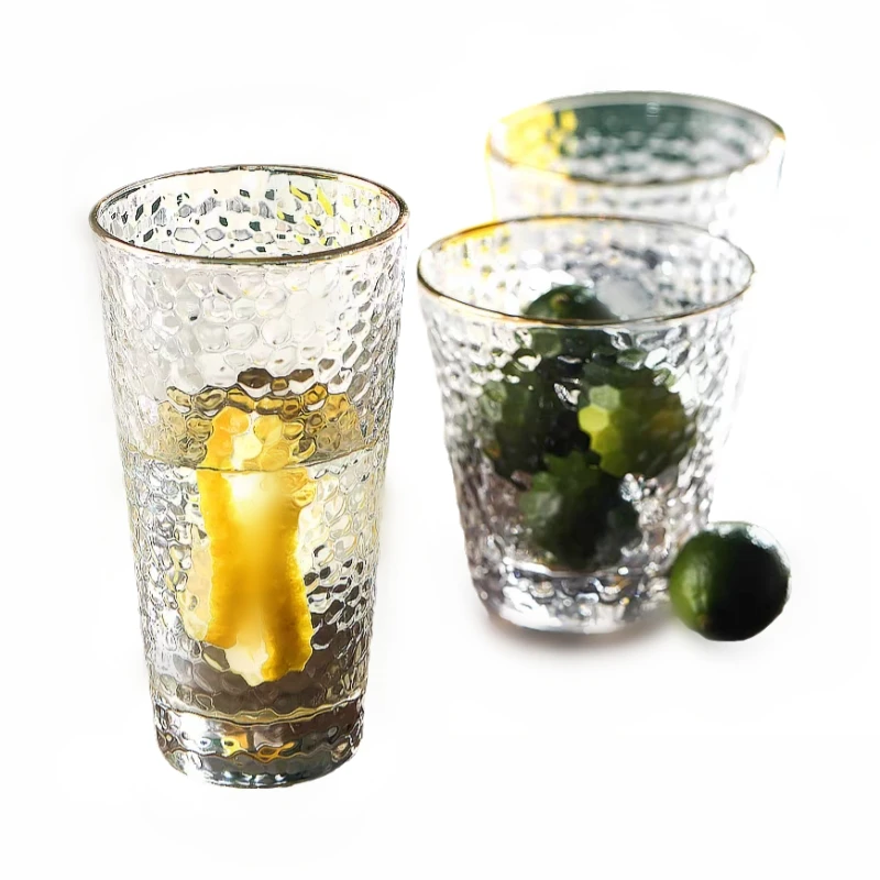 

300ml\330ml 1pcs Golden Edge Water Cup Household Relief Heat-resistant Cup Beverage Cocktail Martini Glass Cups