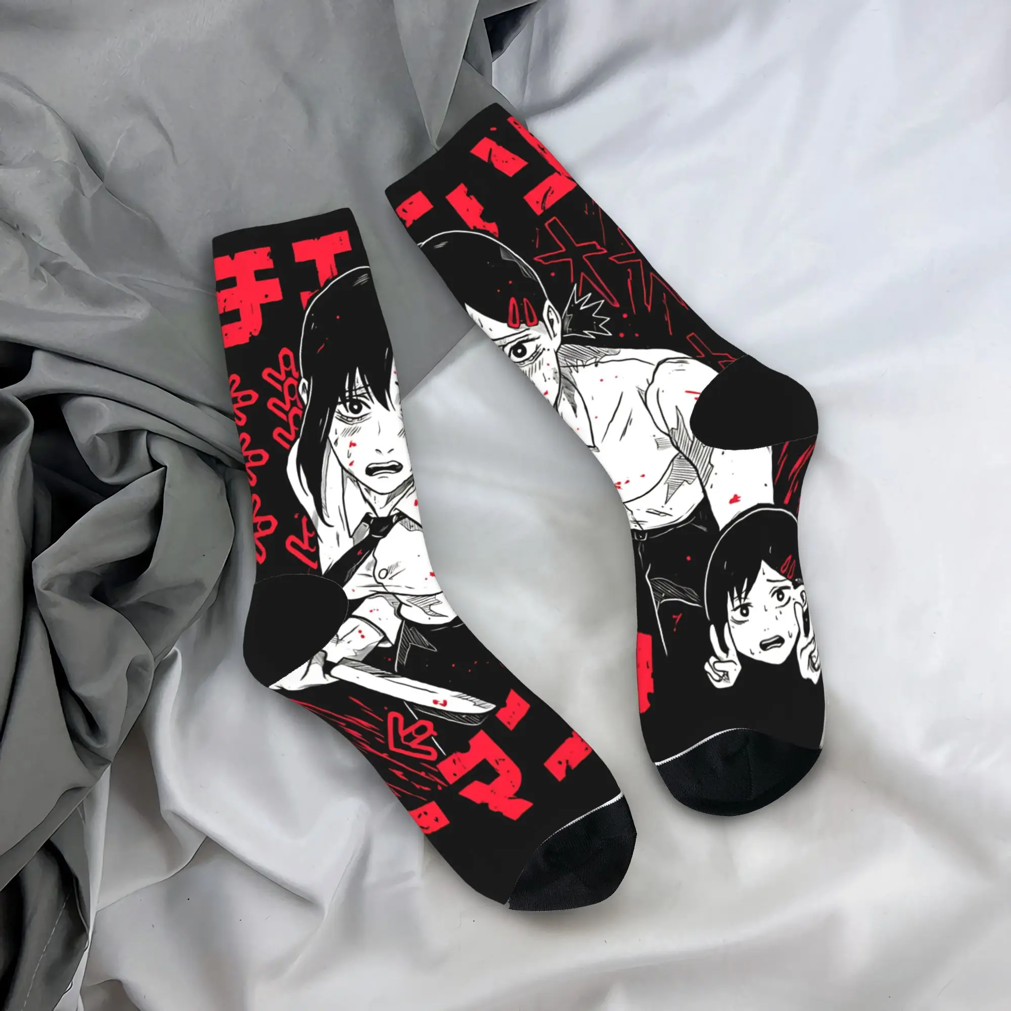 

Women Men Socks Kobe Chan Chainsaw Man Stockings Anti Skid Medium Soft Socks Winter Gothic Graphic Cycling Socks