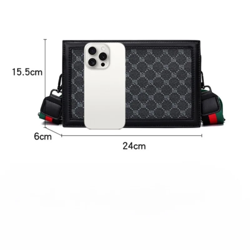 Men High Quality Plaid Small Square Bag Minimalist Stylish Light Business Crossbody Shoulder Bag Casual Street Sling Bag
