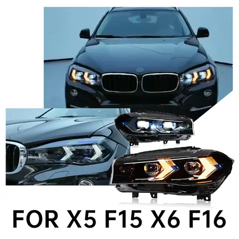 BMW X5 F15 LED 헤드라이트 2013-2018 X6 F16 헤드램프 DRL 방향지시등 하이빔 엔젤 아이 프로젝터 2개