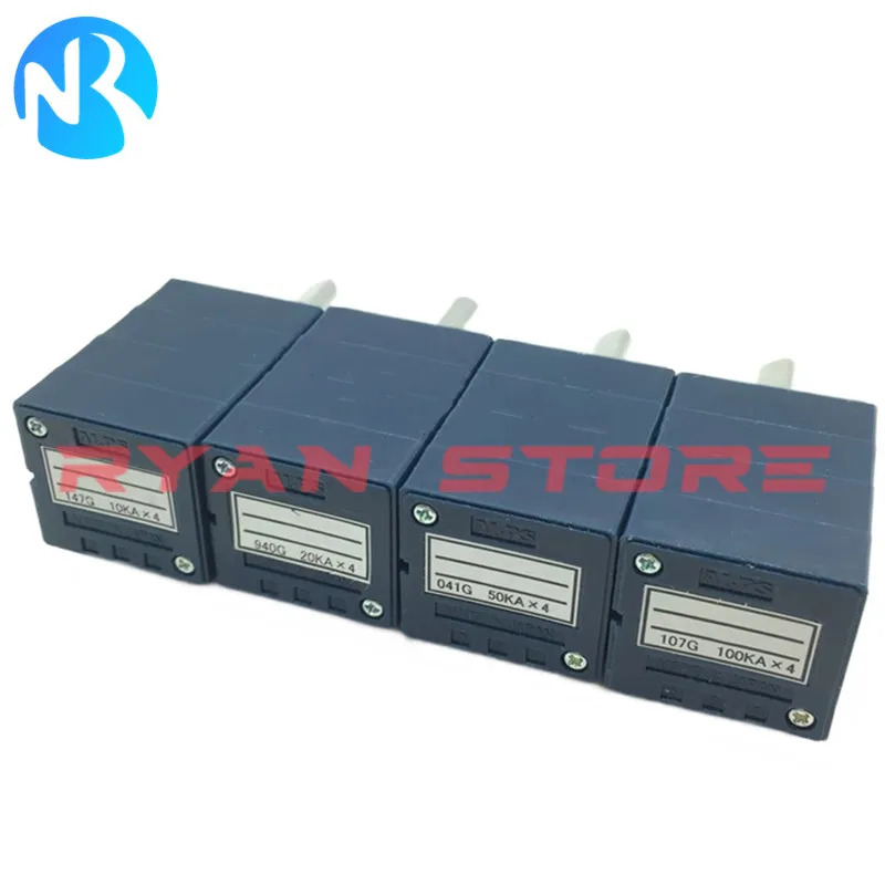 1PCS 100%New Half Handle RK27 A10K 20KA 50KA 100KA X4 4 Channels Volume Potentiometer 4-Gang Balance Control 27 Type 25MM 12Pin