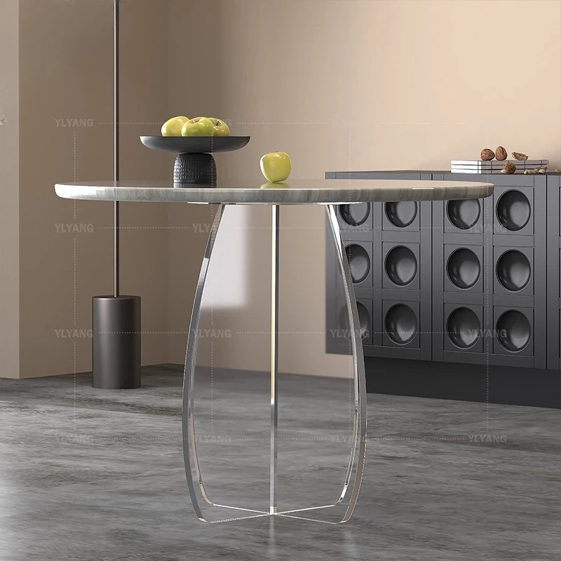 Transparent cross legs suspended acrylic table legs DIY custom round table support tripod round rock slab