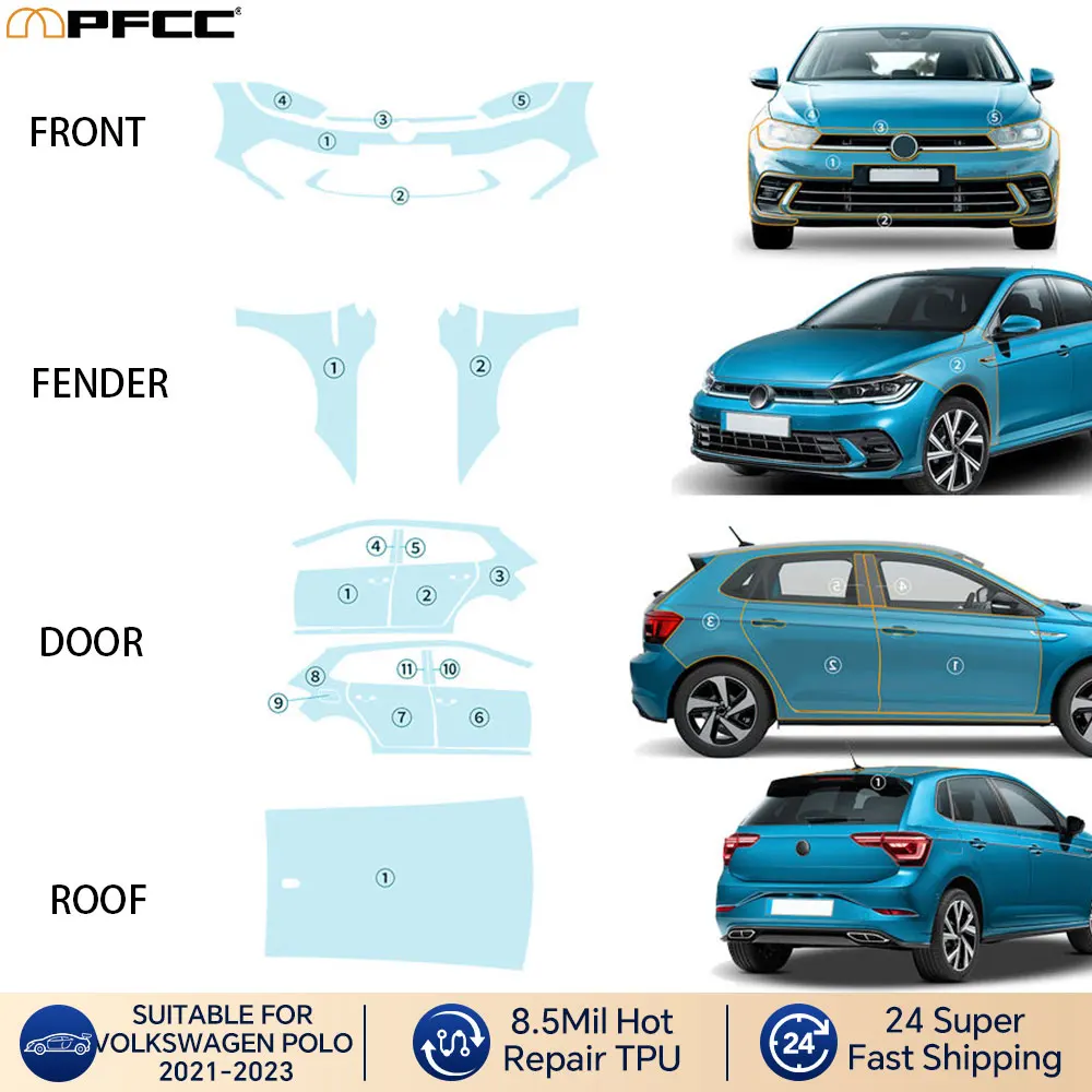 

For VOLKSWAGEN POLO R LINE TPU Paint Protection Film Car Body Sticker Anti-scratch Protective Car Accessories Repair Film