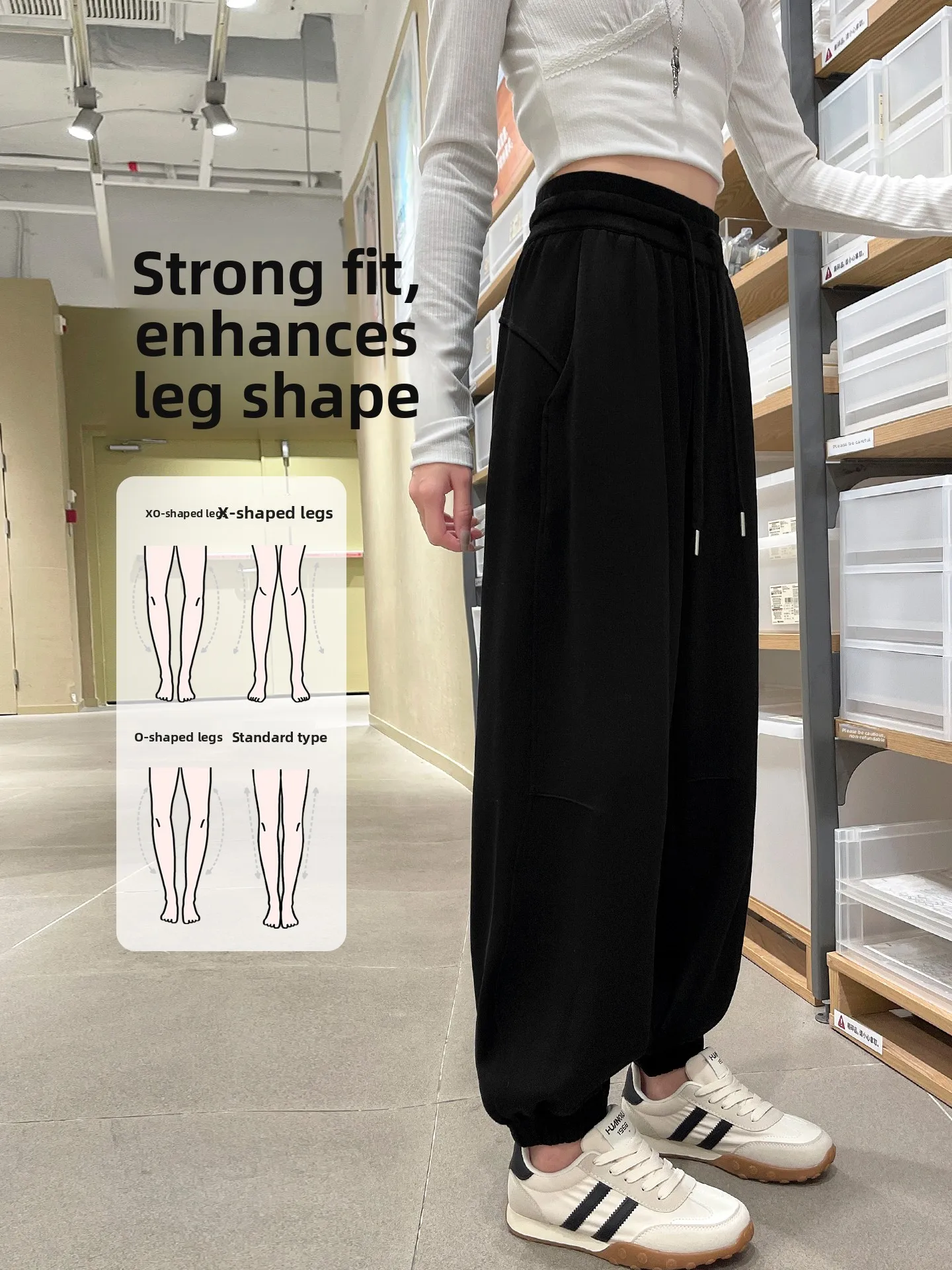Women's Fleece Lined Sports Pants Loose Fit Slimming Cuffed Thickened Casual Sweatpants High Waist Harlan Pants Korean Style