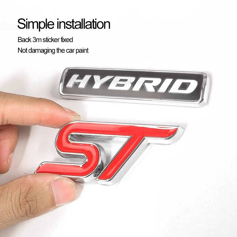 Car Metal ST Emblem Front Grille Bracket Rear Trunk Sticker For Ford ST Line Galaxy Bronco Ecosport Maverick Escape PUMA Tourneo