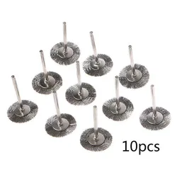 10pcs 22mm Steel Wheel Dremel Wire Brush Set For Dremel Tools Accessories Burr Abrasive Head Deburring Drill Grinding Tool