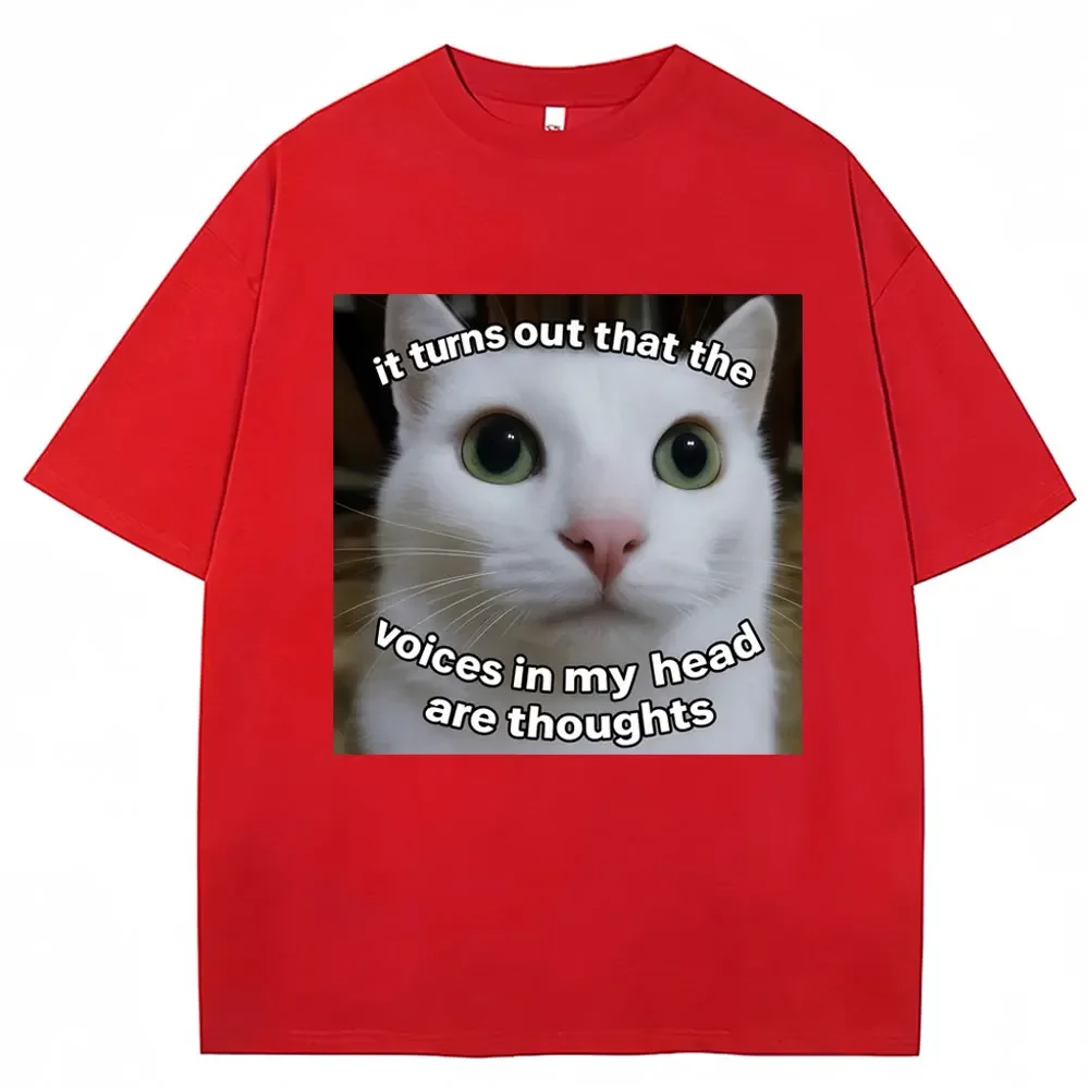 

Camisetas divertidas con fans de gatos camisetas casuales femeninas realidad de camisetas grandes