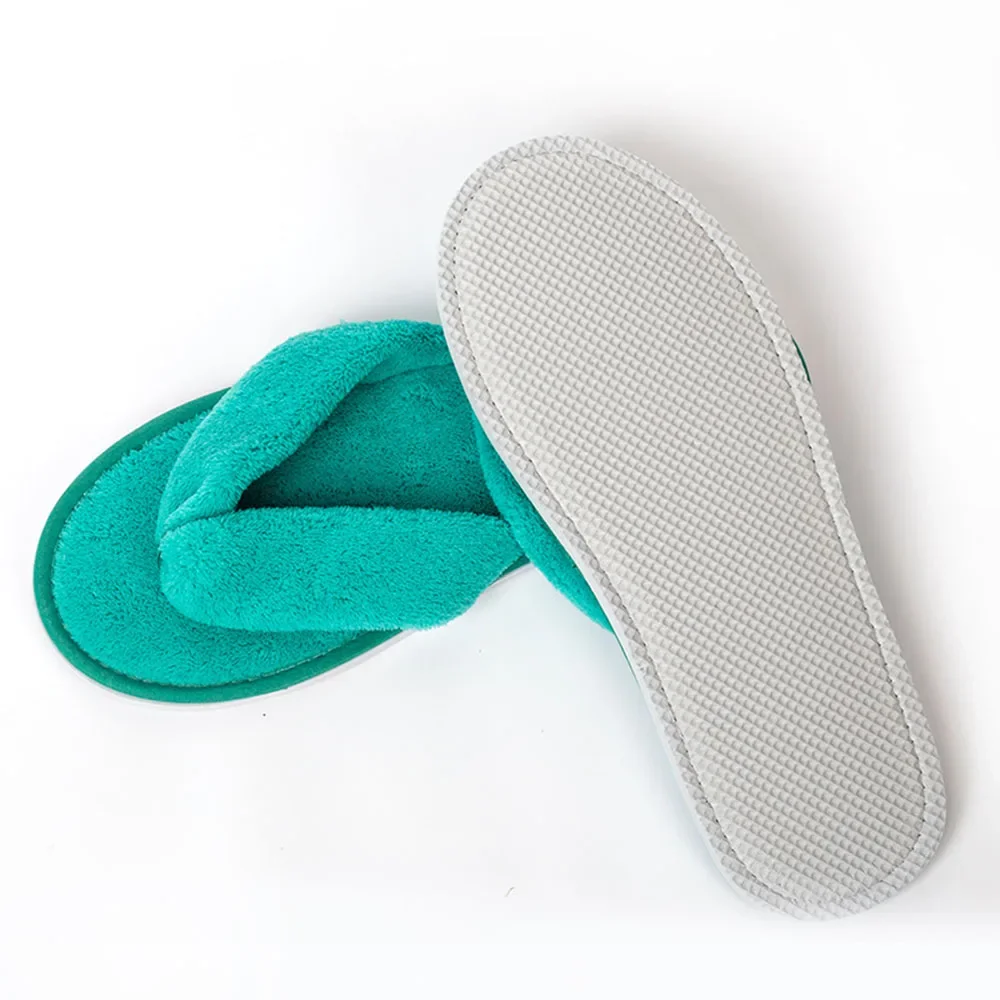 Soft Winter Hotel Plush Slippers Men Women Travel Disposable Cotton unisex Flip Flops Home Hospitality Soft SPA Guest Slides