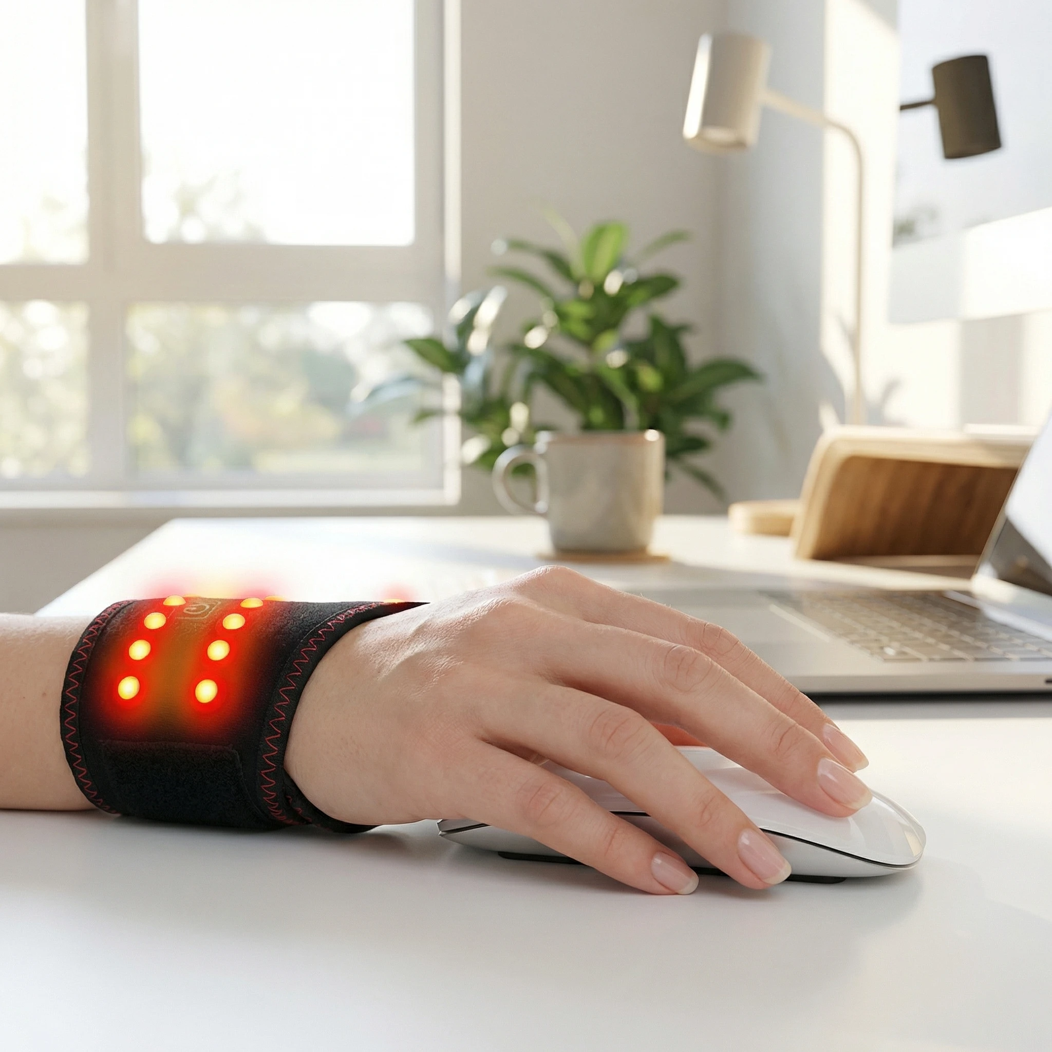 Heating Thumb Wrist Support Brace with Vibration Massager Electric Heated Finger Pad Thumb Stabilizer for Carpal Tunnel Relief