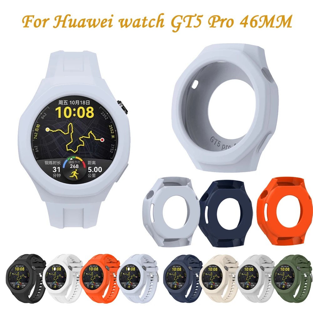 

Silicone Watch Band Suit For Huawei Watch GT5 Pro 46mm SmartWatch Accessories wristband + Protective Case Shell Replacement