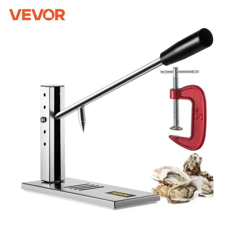 VEVOR Oyster Shucker Machine Adjustable Height Seafood Tool W/ Extend Handle Stainless Steel Opener for Shellfish Clam in Buffet