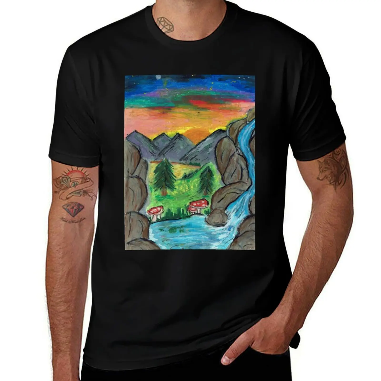 Sunset in the forest T-Shirt Street Style Casual Tee Shirt