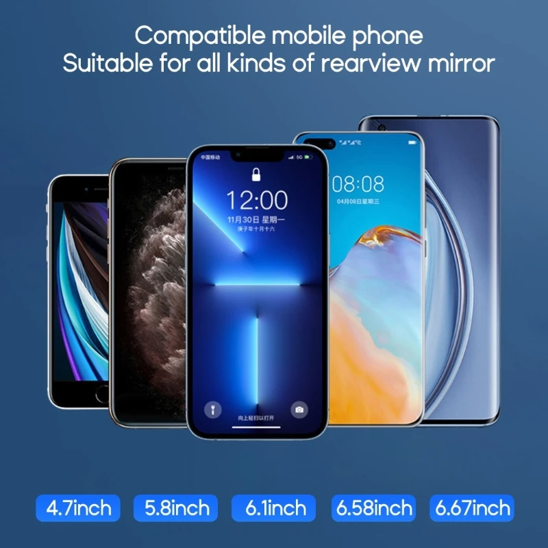 Retractable Rearview Mirror Mount Phone Bracket 360 Degree Rotation-GPS Car Phone Holder Stand Adjustable Camera Support F19E