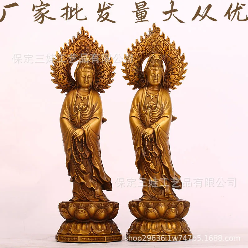 Manufacturer Wholesale Bodhisattva Buddha Statue Brass Nanhai Decoration Standing Guanyin Home Decor