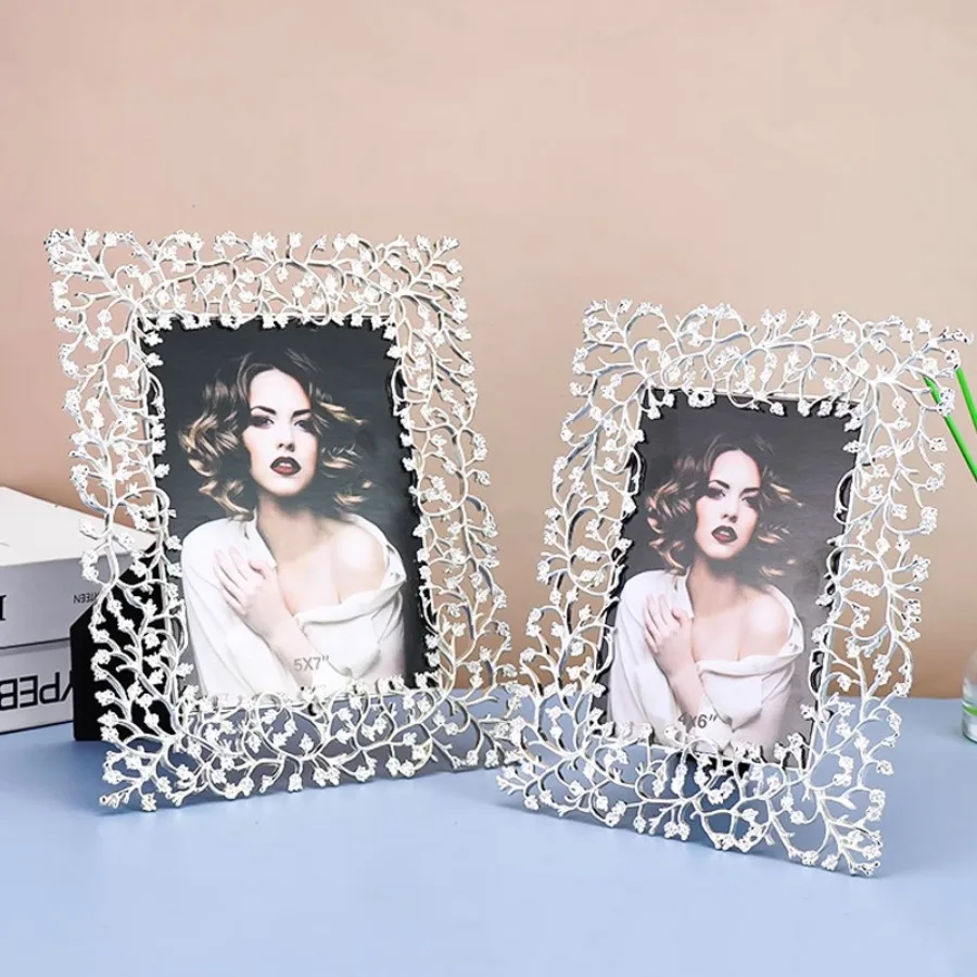 

Rectangle Photo Frame Ornament Holder Metal Offic Etable Photo Frame Decoration Exclusive Wedding Elegant Cadre Photo Home Decor