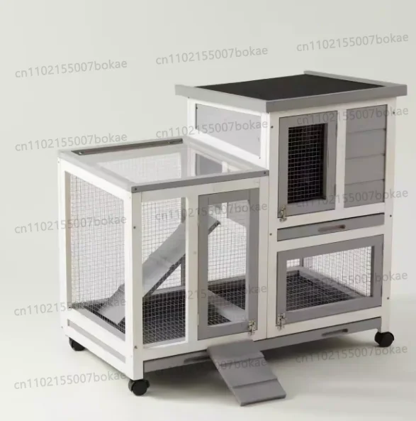 Wood Gray Pet House Rabbit Hutch Bunny Rabbit Cage Commercial Farming