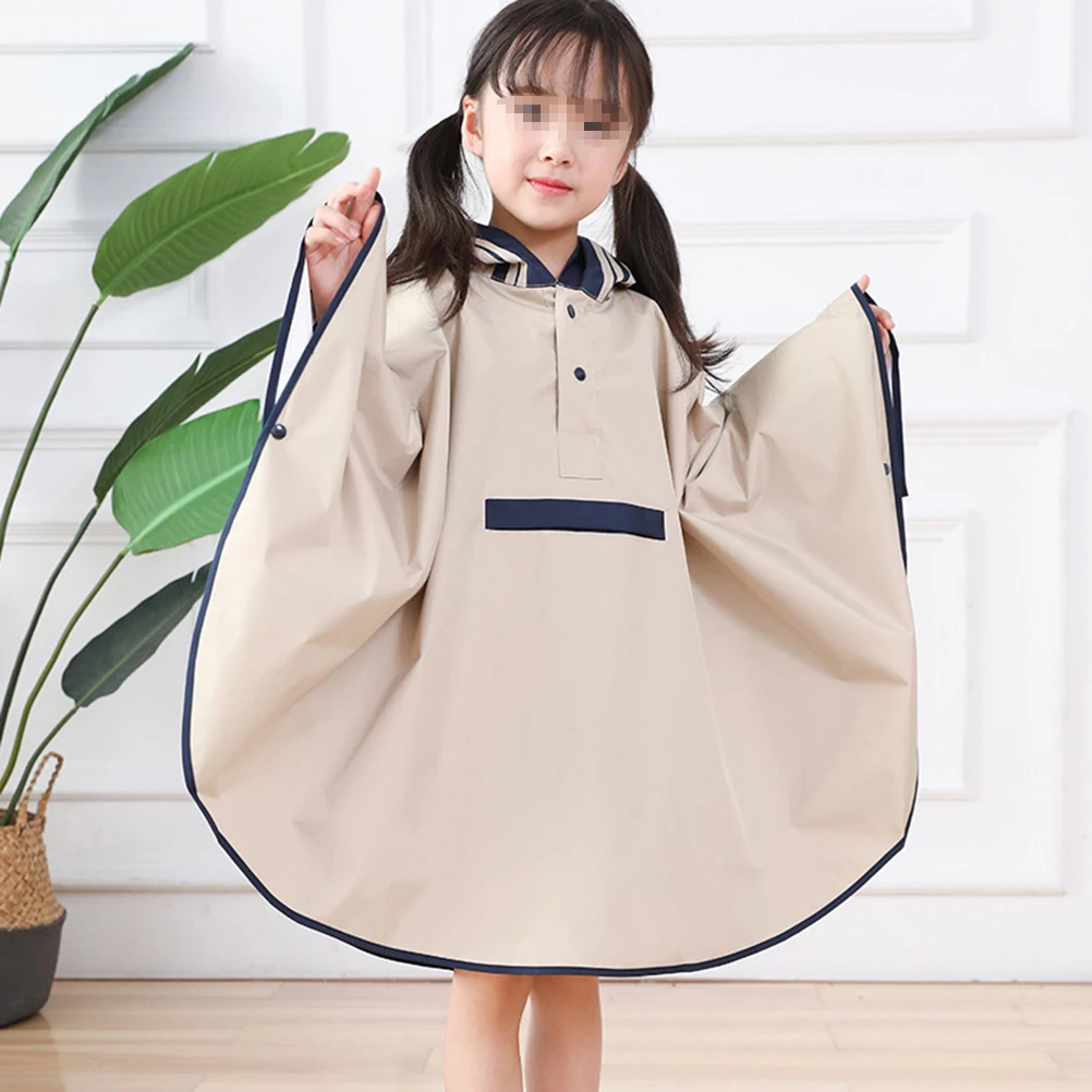 

Rain Poncho Cape-style Raincoat Kids Gear Ponchos Waterproof Reusable Beige Girls Raincoats