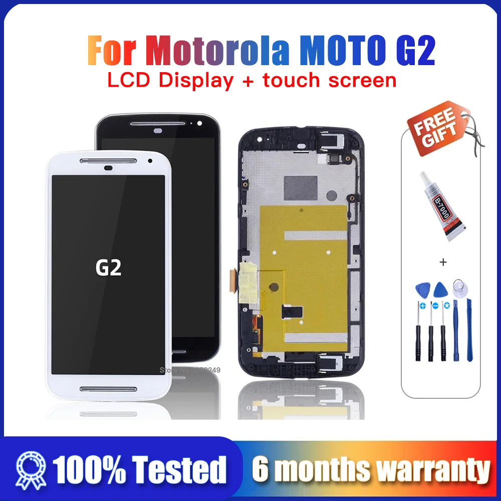 

ЖК-дисплей для Motorola MOTO G2 lcd XT1063 XT1064 XT1068 XT1069 сенсорный экран дигитайзер с рамкой в сборе для Moto G2 Дисплей