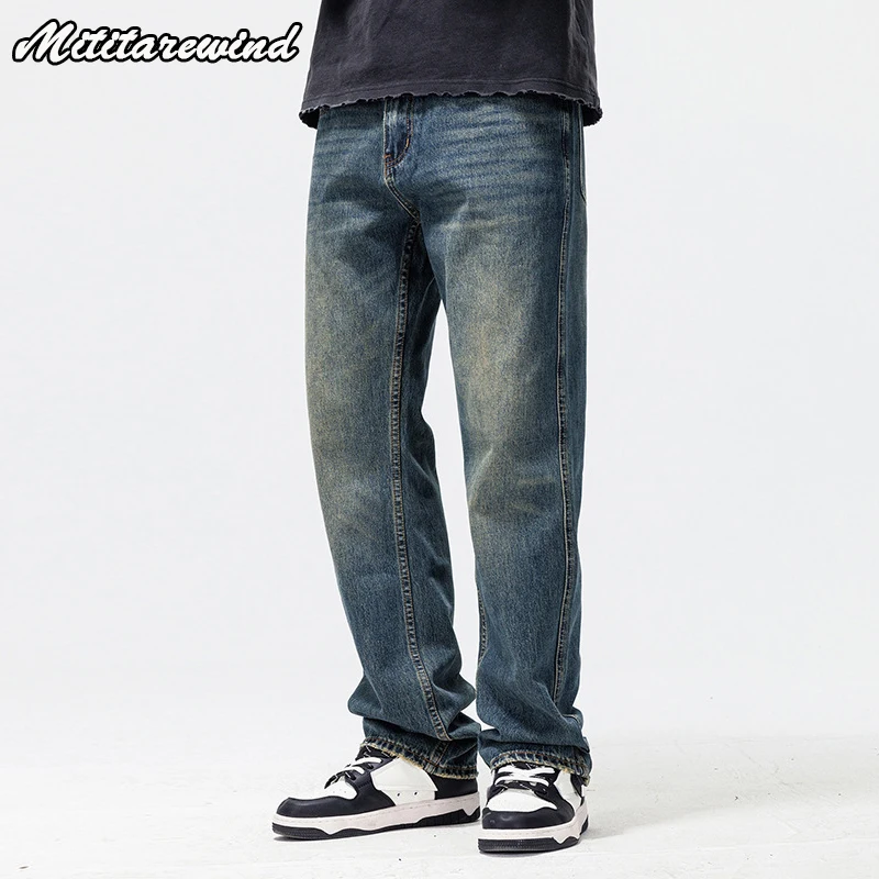 

Hip Hop Streetwear Y2k Jeans for Men Vintage Straight Denim Pants Men Full Length Loose Wide Leg Casual Oversize Trousers Jeans