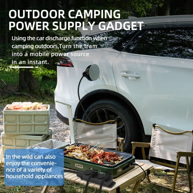 المحمولة 16A 4KW V2L كابل سيارة كهربائية الجانب التفريغ التوصيل شاحن سيارات كهربائية IEC62196-2 Type2 16A مع الاتحاد الأوروبي المقبس محطة طاقة خارجية #2