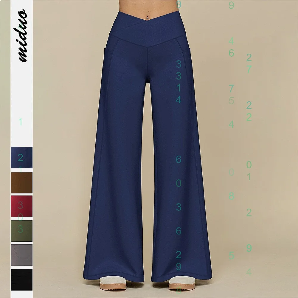 Wide Leg Pant High Waist Draped Casual Straight Yoga Pants Women Spring Summer