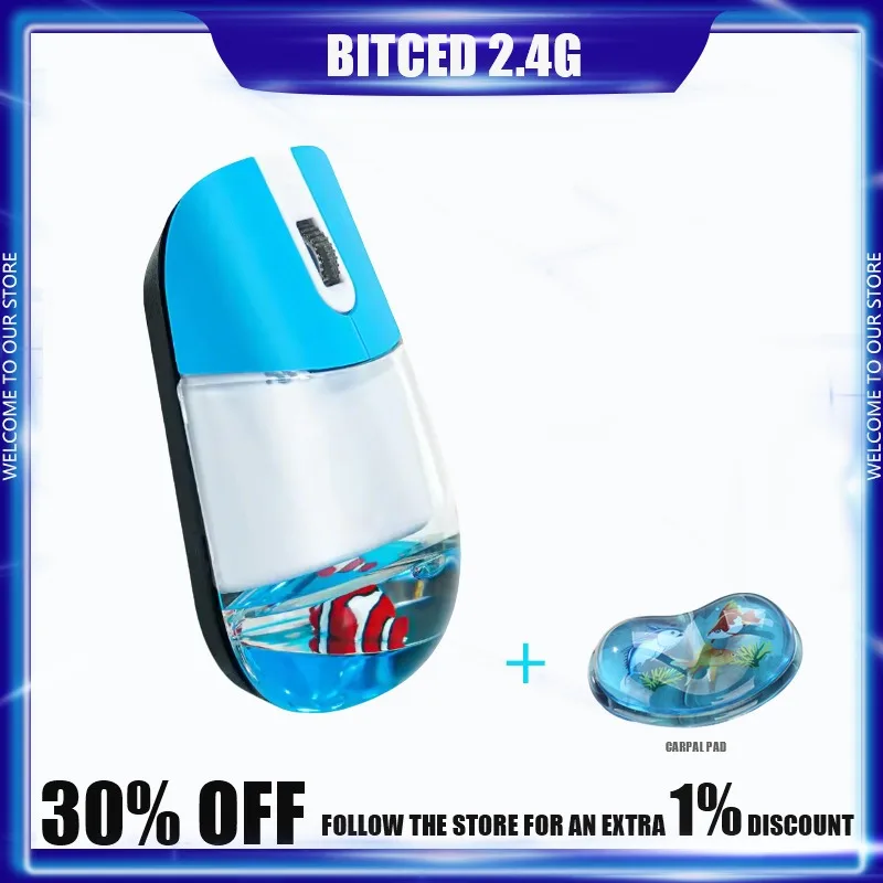

BITCED 2.4G/Bluetooth Wireless Mouse Cute Floating Aquarium Animal Creative Ocean Doll Computer Optical Mouse Computer Desktop