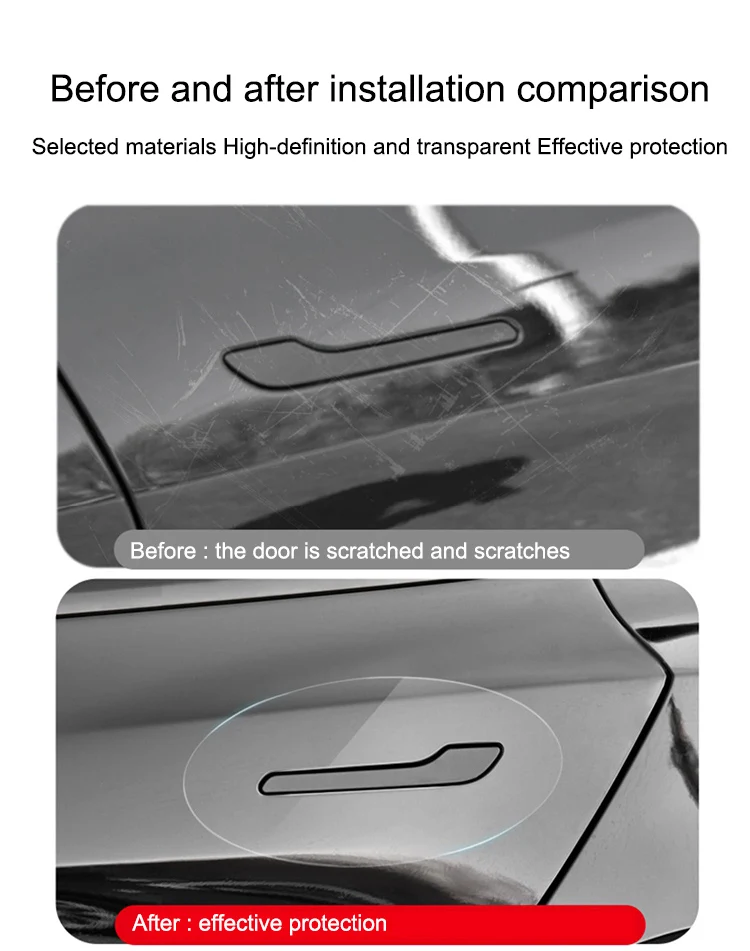 For Tesla Model 3 Model Y 2017-2024 Door Handle Scratch Protector - Inverted Door Handle Paint Protective TPU Film Car Clothing