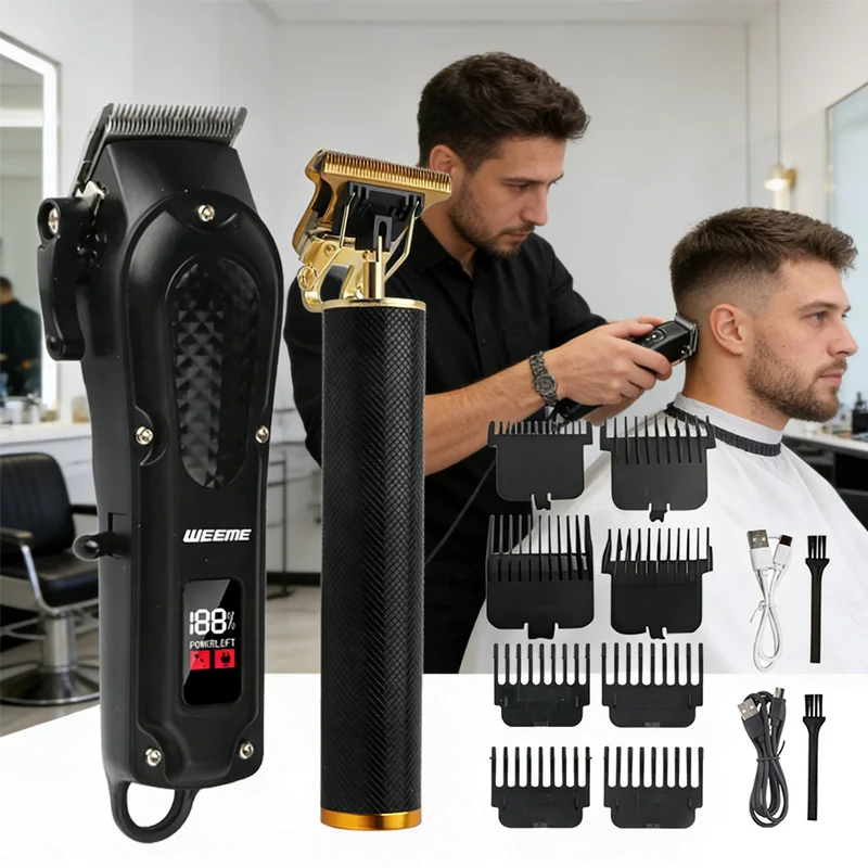 

Электрическая машинка для стрижки волос T9 / с ЖК-дисплеем, винтажная, перезаряжаемая, профессиональная машинка для стрижки, триммер для мужчин, инструмент для парикмахера