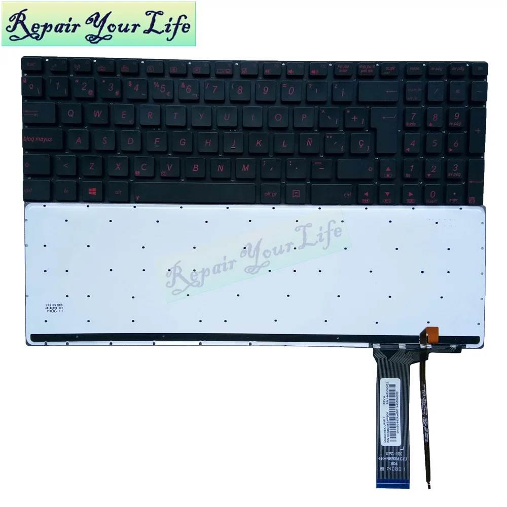 Spanish Laptop Backlit Keyboard For Asus G56 N56 N550 N76 G56JK G56JR N56VV N56VZ N76VB N76VJ N76V Spain Latin Backlight Teclado