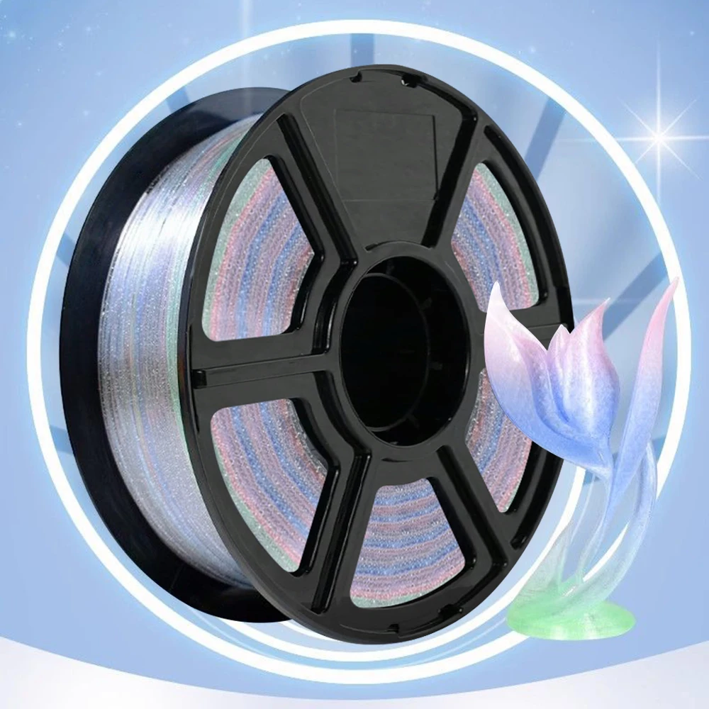 New Glitter Filament PLA 1.75mm 1kg 500g 250g Clear Filament PLA Color Change Rainbow 3D Printer Materials PLA Multicolor Blue