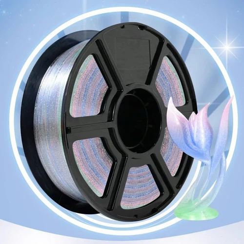 Imagen 2 del producto Nuevo filamento brillante PLA + 1,75mm 1kg 500g 250g filamento transparente PLA cambio de Color Arco Iris materiales de impresora 3D PLA Multicolor azul