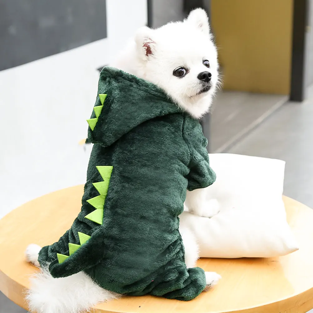 

Dinosaur Designed Dog Clothes Cosplay Pet Apparel Jumpsuit Coral Fleece Warm Outfit for Cats Costume Party for Dogs