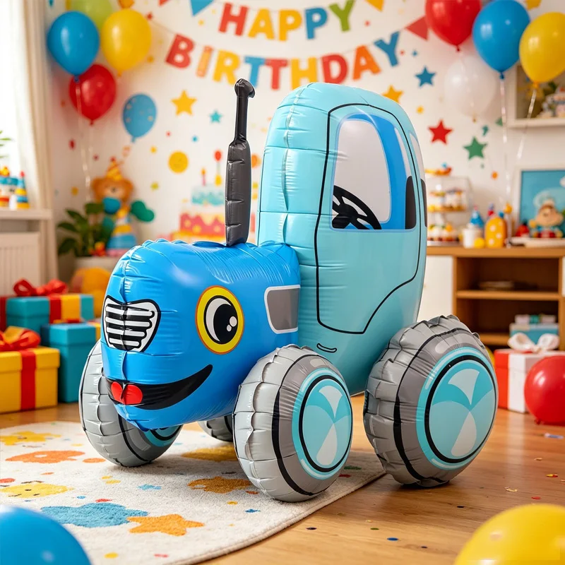 Ballon géant 3D à assembler en forme de tracteur bleu, décoration de fête sur le thème de la ferme pour anniversaire, Noël, célébration, cadeau