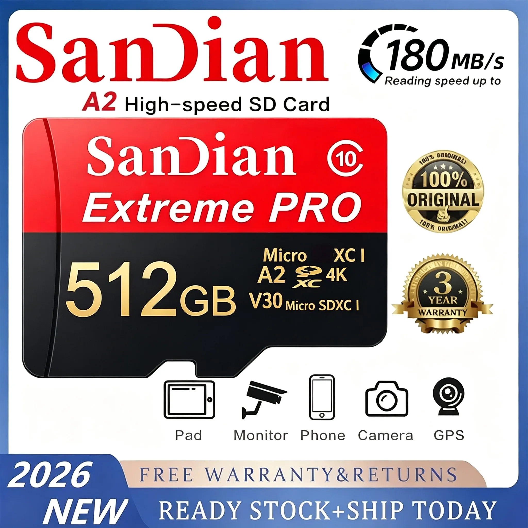 Ultra Fast SD Cards 32GB 128GB 64GB Micro TF SD Card Memory Card TF Cards Ultra HD for Surveillance/Phone/GPS/Router/Car DVR