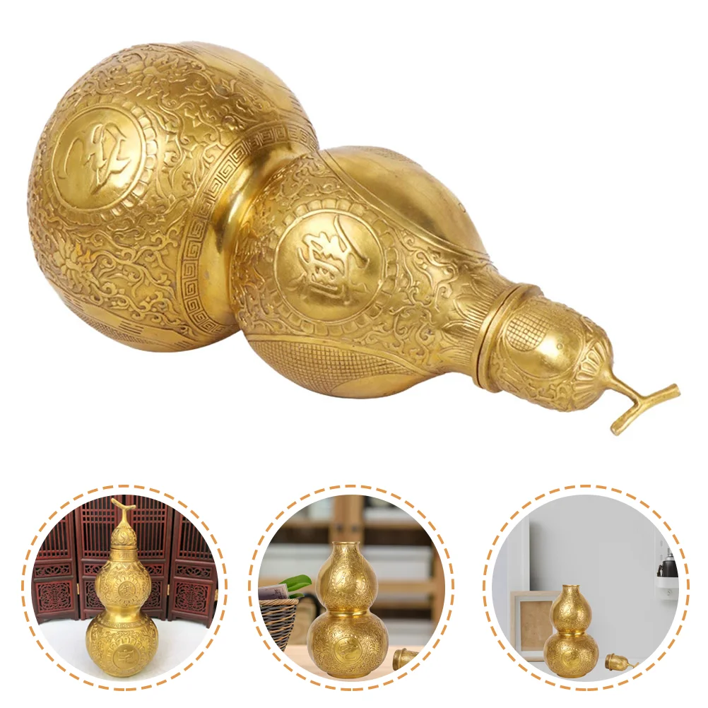 

Hanging Gourd Decor Copper Car Golden Calabash Adornment Coin Pet Office The Lid