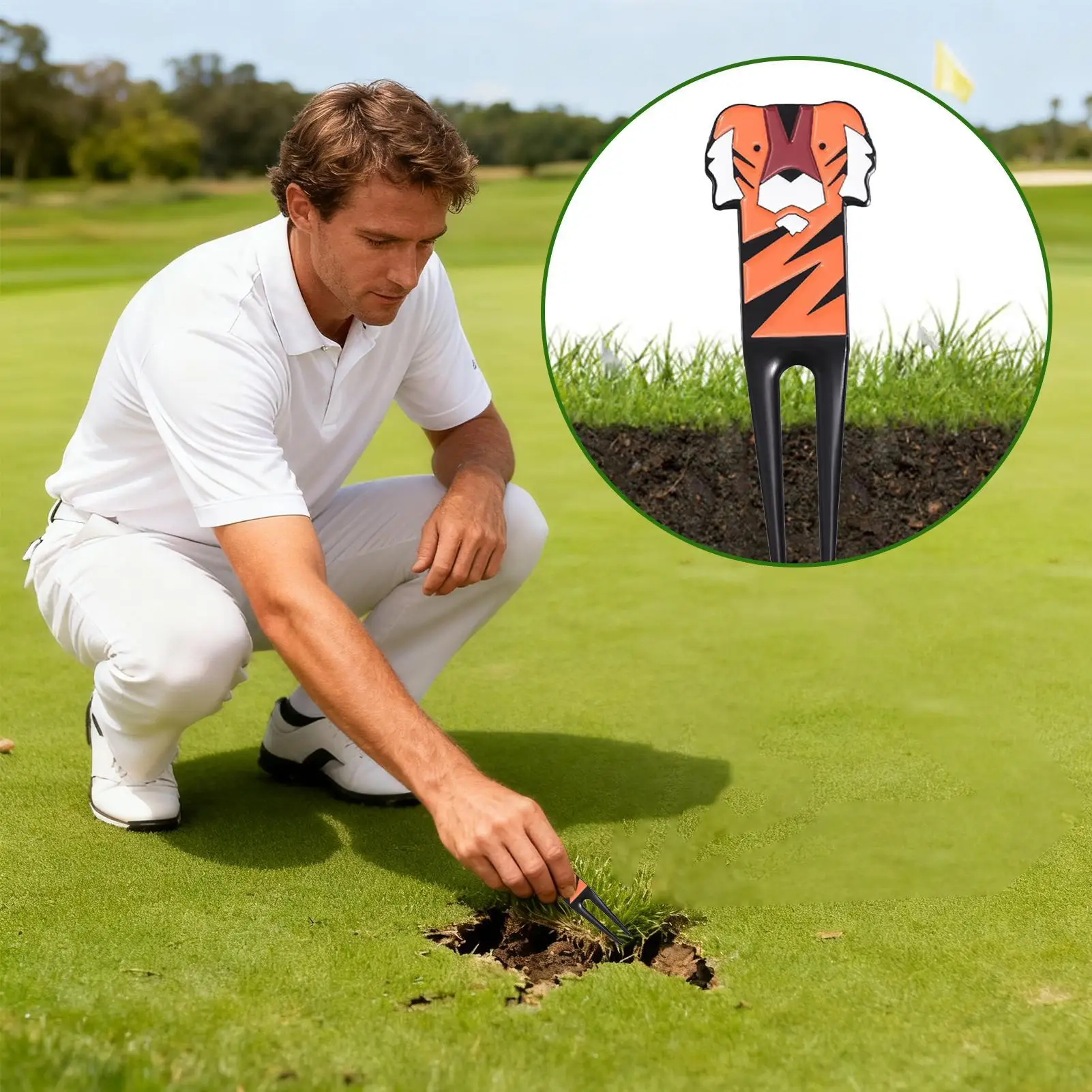 علامة كرة الجولف، أداة جولف ديفت، ملحقات نمط النمر الكرتونية اللطيفة، أداة تحديد كرة الجولف للعشب في الهواء الطلق