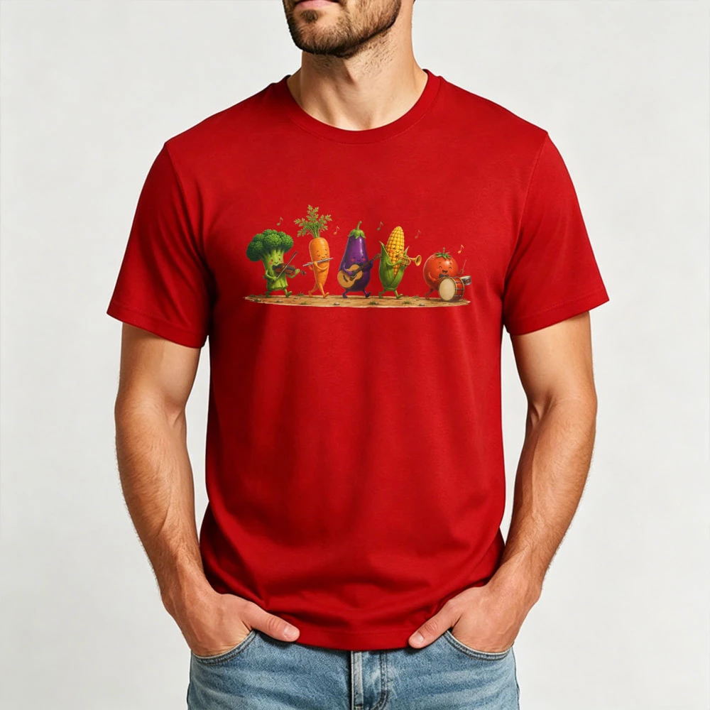 Vegetable Band Shirt Farmers Market Tees Vegan Musician Clothing Cotton Casual Tshirt Cute Food Playing Music Humor Unisex Shirt