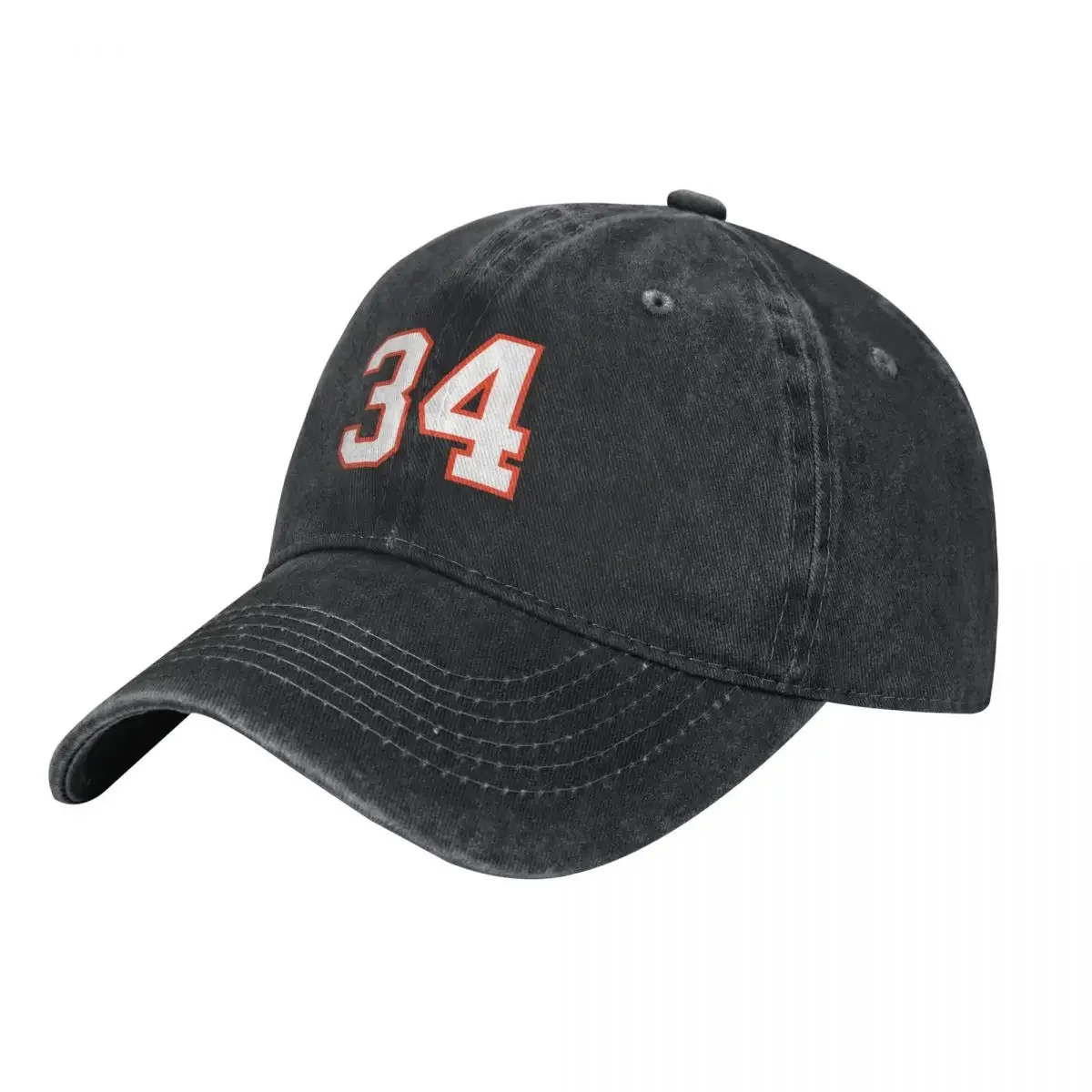 Sports Number 34, white orange color lucky sport thirty four Baseball Cap fashionable black Anime Hat Mens Women's