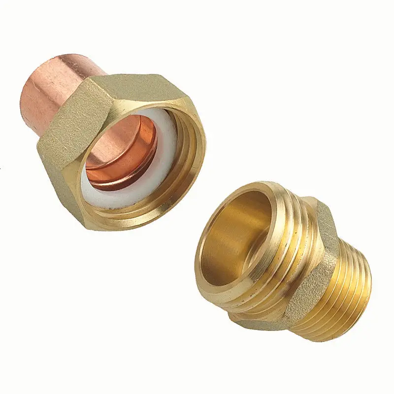 Brass BSP Male Thread + Copper Fitting Straight Union Nut Socket Welding Pipe Connector for Air Conditioning Refrigeration