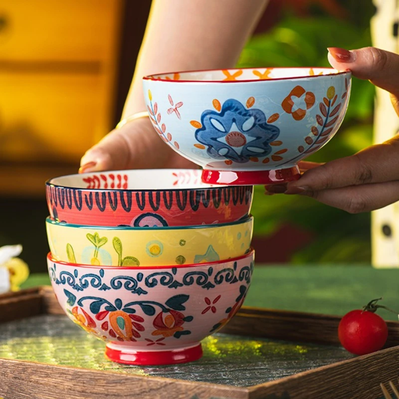 

Креативная керамическая миска, круглая бытовая миска для лапши, контейнер для еды, рисовый суп, фрукты, йогурт, салат, молоко, овцы, миски, кухонная посуда