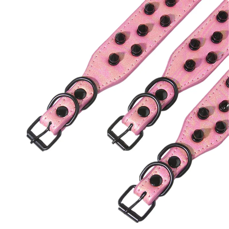 Adjustable Dog Collar Anti Bite PVC Material Alloy Rivet Bullet Head Design Comfortable Pet Collar for Small to Medium Dogs