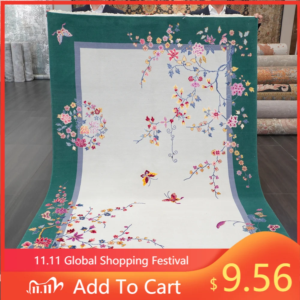 

Collection of Hand Woven Handknotted Made Woolen Area Rug Modern Handmade Wool and Gold Chinese Carpet