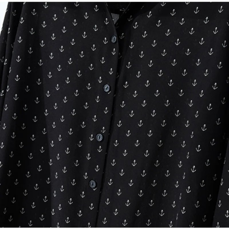 Birdtree, 100 % Maulbeerseide-Druckbluse, einreihige Damen-Bluse aus doppeltem Krepp, Revershemd mit vollen Ärmeln, 2025 neu T5D624JF