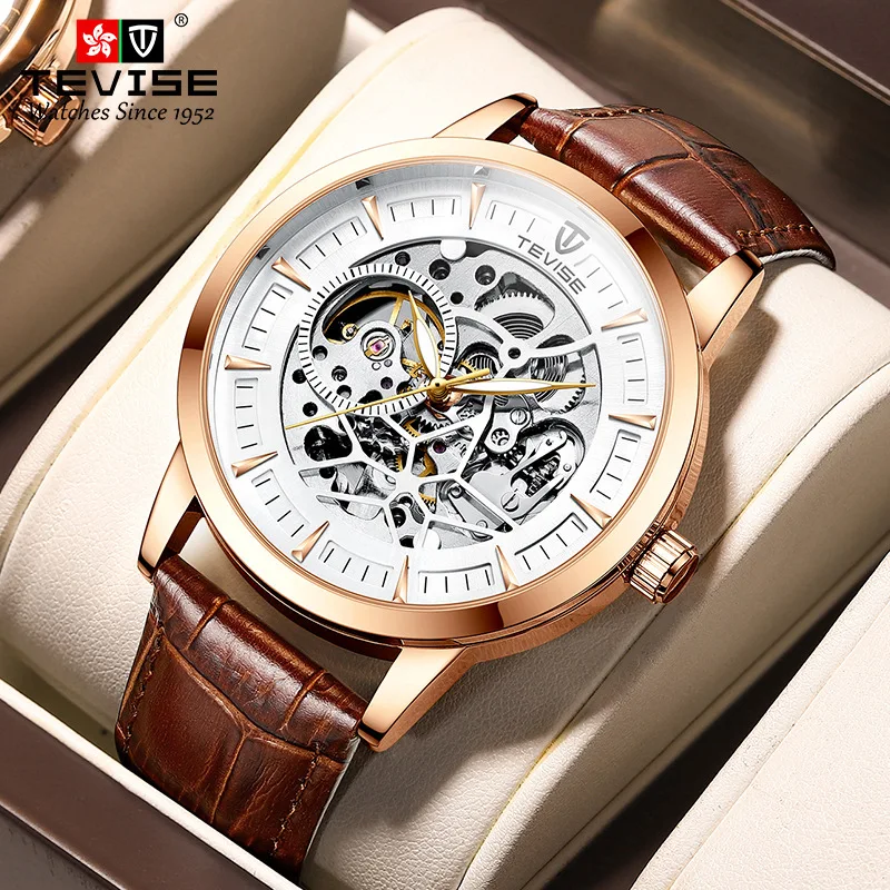 official-websiteSwiss Tevise Multi-Functional Mechanical 's Popular Hollow Long Movement Waterproof Luminous Watch Men