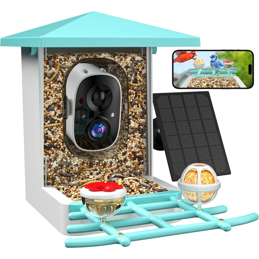 

Smart Bird Feeder with Camera, AI Recognition and Solar Powered, Auto Capture & Notity, Bird Video & Motion Detection, Gifts