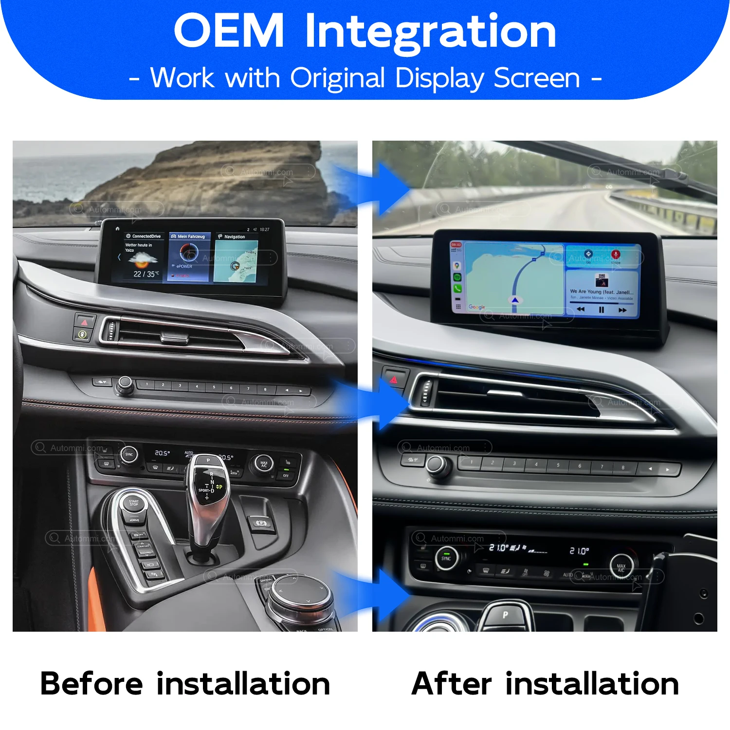 Wholesale Customization I8 Upgrade Wireless Apple CarPlay Box Android Auto Decoder Module Interface Kit For 2014-2020 I8 I12
